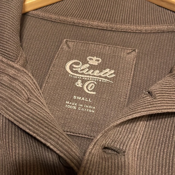 Brown Ribbed Button-Down Collar Long Sleeve Shirt - Picture 7 of 7